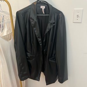 Faux black leather blazer